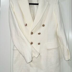 Zara Ivory Double-Breasted Blazer
